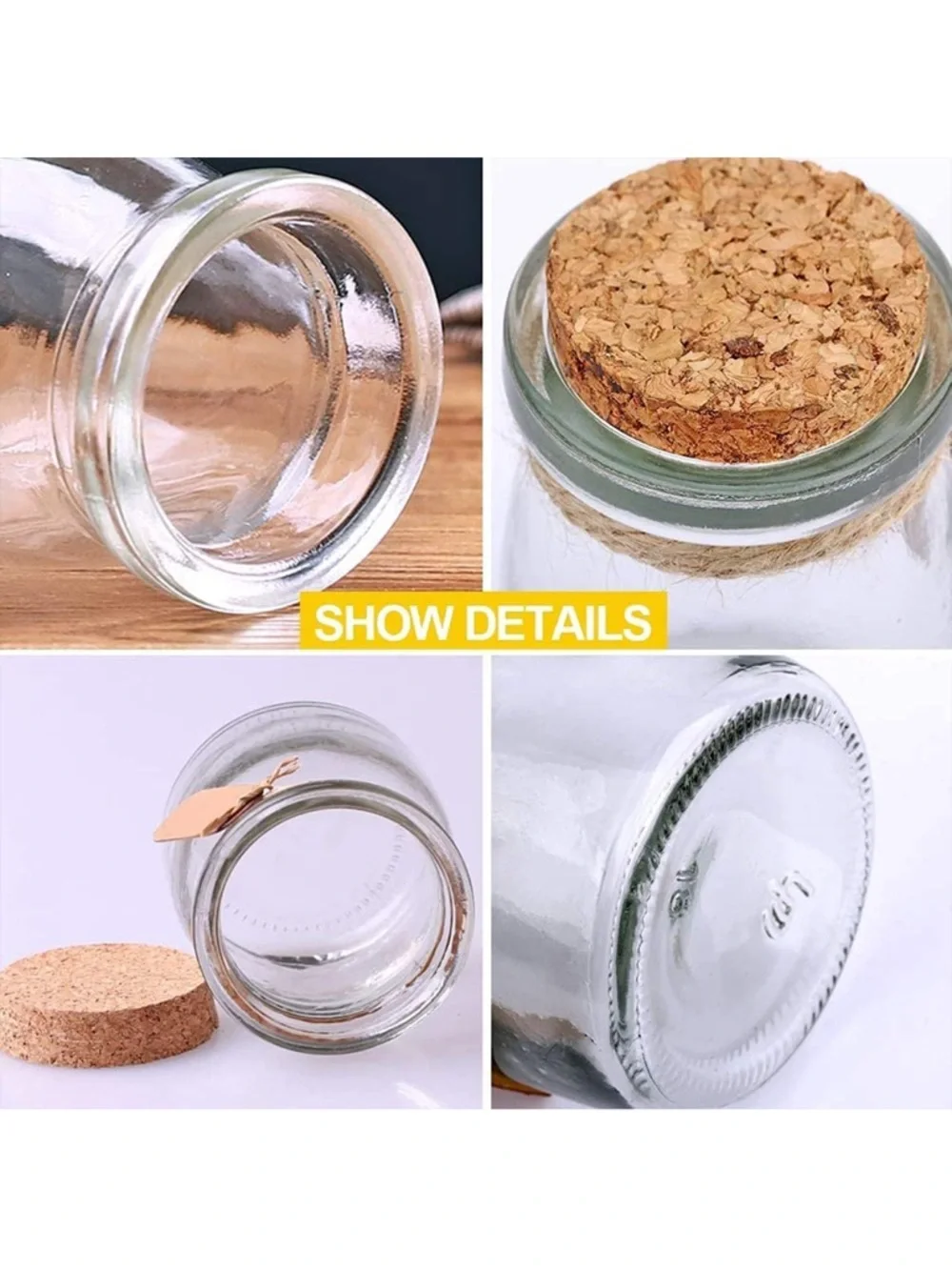 Mini Cork Mason Jar Party Favor Jars Set With Pink Flower Accents